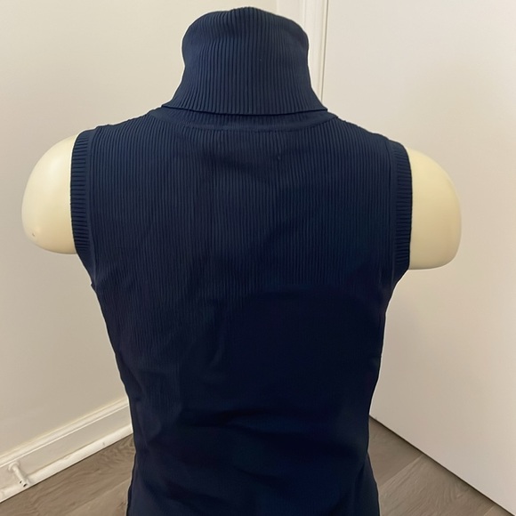 Catherine Malandrino Fitted Sleeveless Navy Turtleneck - Picture 3 of 5